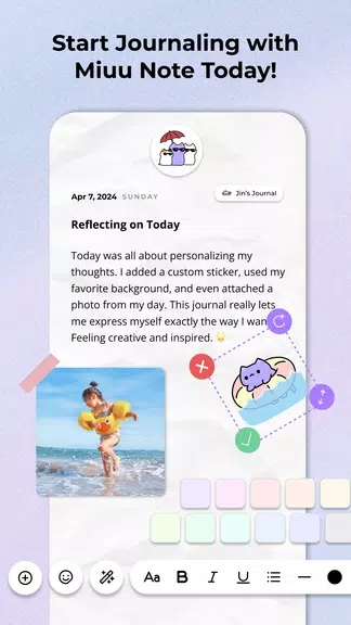 Miuu Note-Cute Diary With Lock screenshot 1