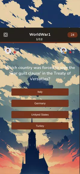 World War 1 Knowledge Test screenshot 1