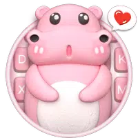 3D Pink Cute Hippo Theme APK